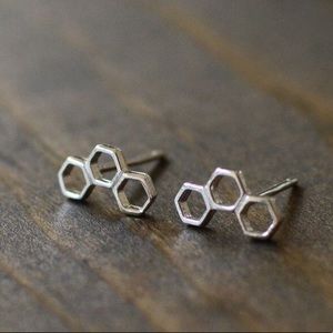 Sterling Silver Honeycomb Post Earrings